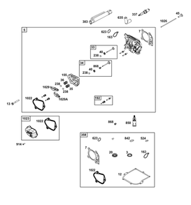 Cylinder Head Group Diagram and Parts List for 09P602-0121-H5 020000 - 09Z999 Briggs and Stratton Engine